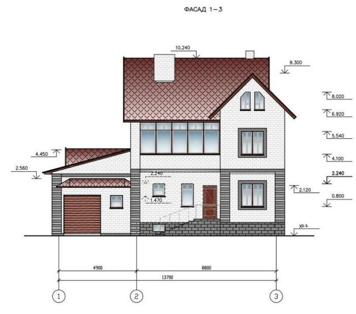чертеж фасада каркасного дома проектирование каркасных домов